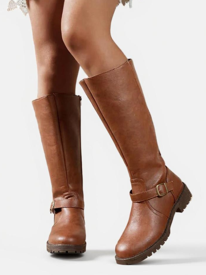 Mistle | Comfortable Low Heel Leather Boots