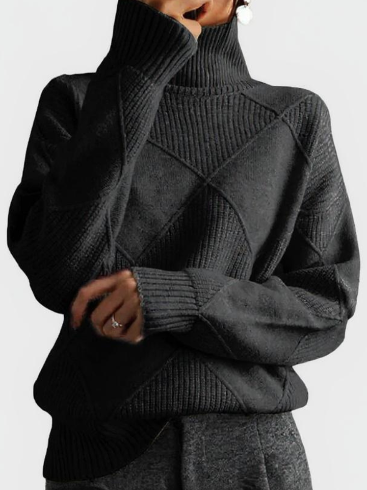 Angela - Modern Geometric Turtleneck Sweater