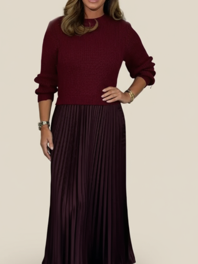 Camilla | Two-Piece Sweater & Pleated Maxi Dress