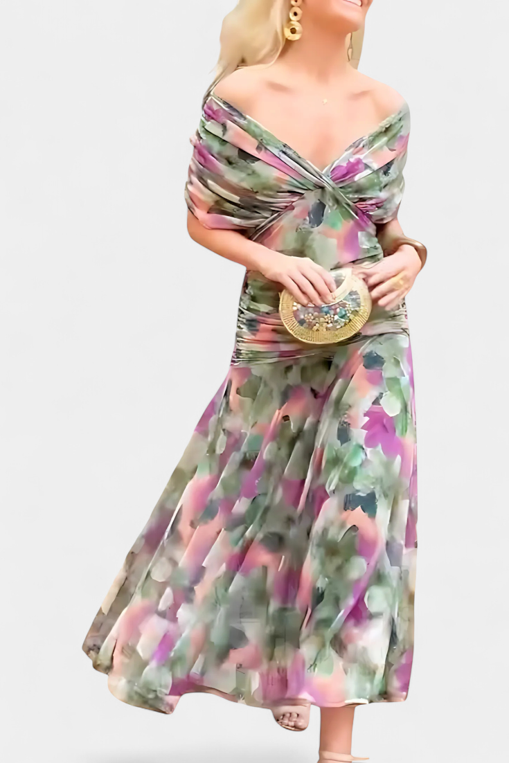 Alondra™ Long Floral Dress with V-Neck