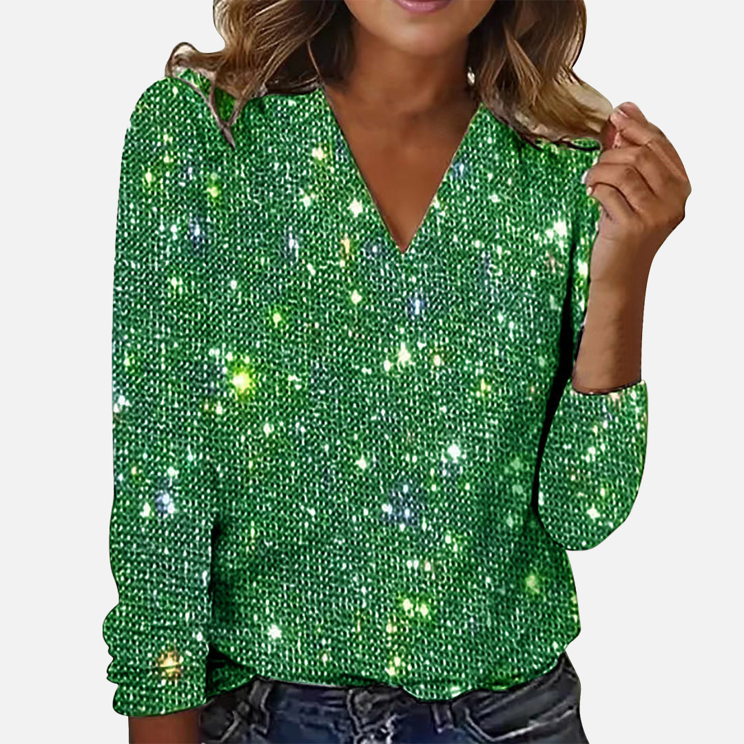 Jade | V-Neck Diamond Blouse