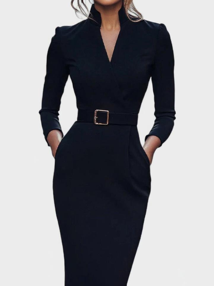 Vivienne – The Belted Power Dress Maxi