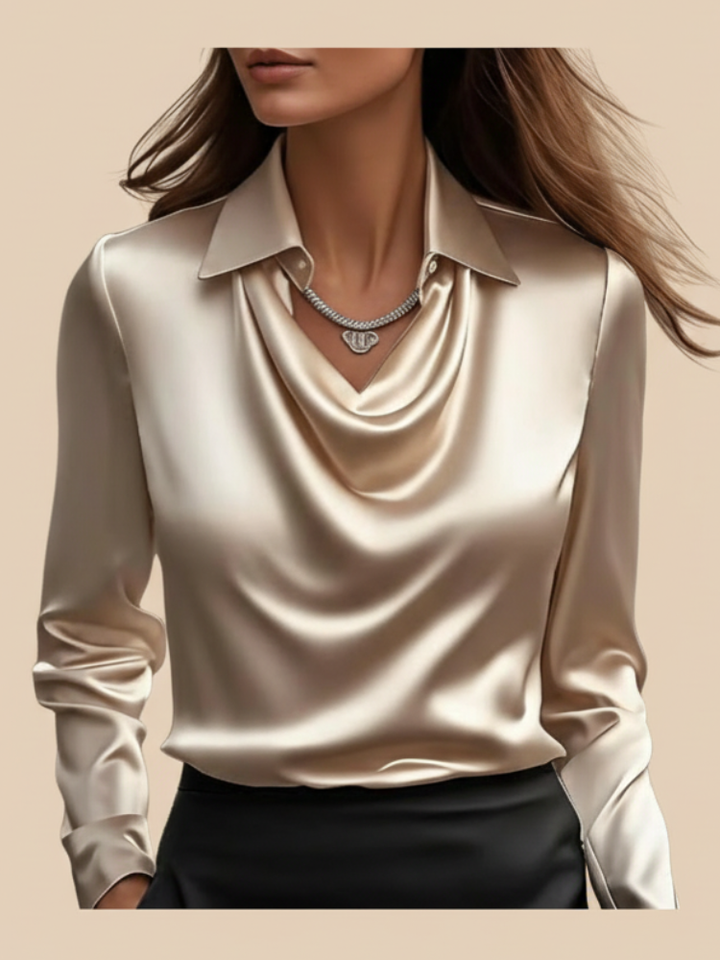 MELODY SATIN DRAPE BLOUSE