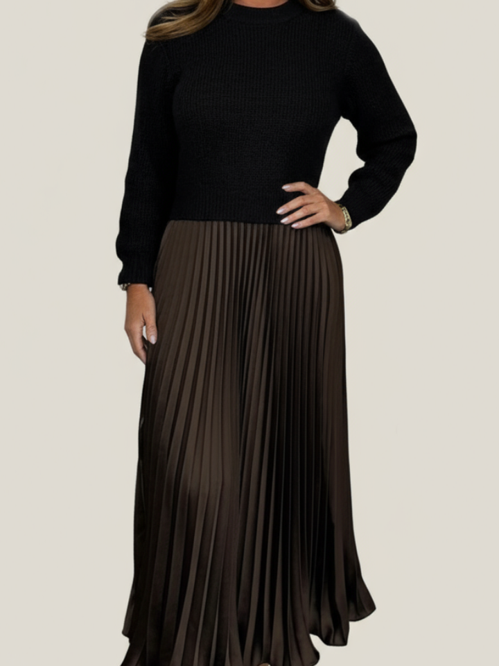 Camilla | Two-Piece Sweater & Pleated Maxi Dress