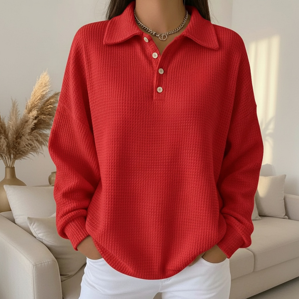 Ava | Soft Knit Polo Sweater